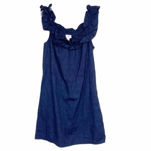 Ann Taylor loft navy dress with ruffle neckline